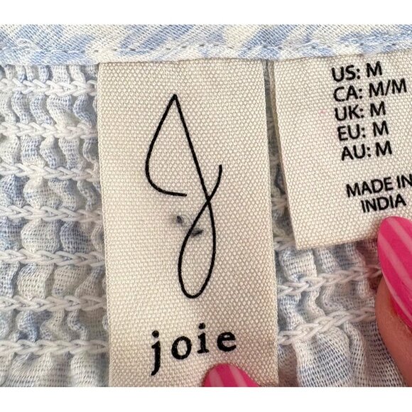 Joie Women's size Medium Blouse Long Sleeve Pullover light blue floral boho - Picture 4 of 6